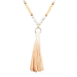 1 LEFT! Beaded Faux Leather Women's Fall Winter Tassel Necklace